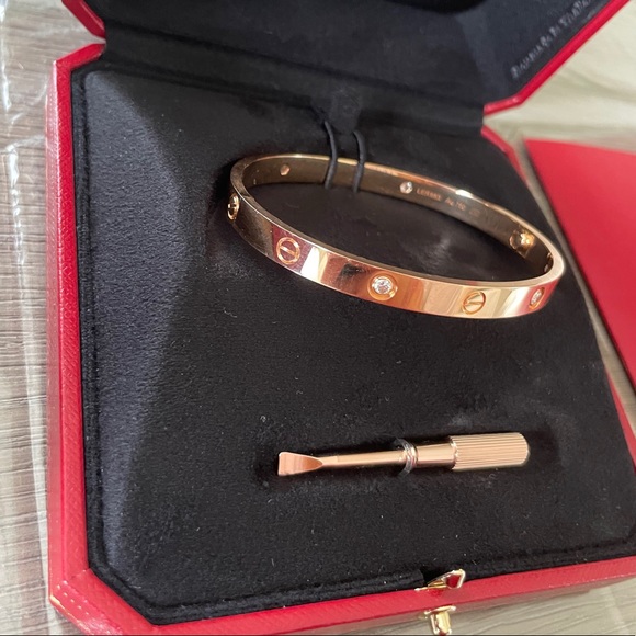 PG Cartier Love bracelet 4 Diamonds Size 19 - Picture 4 of 11